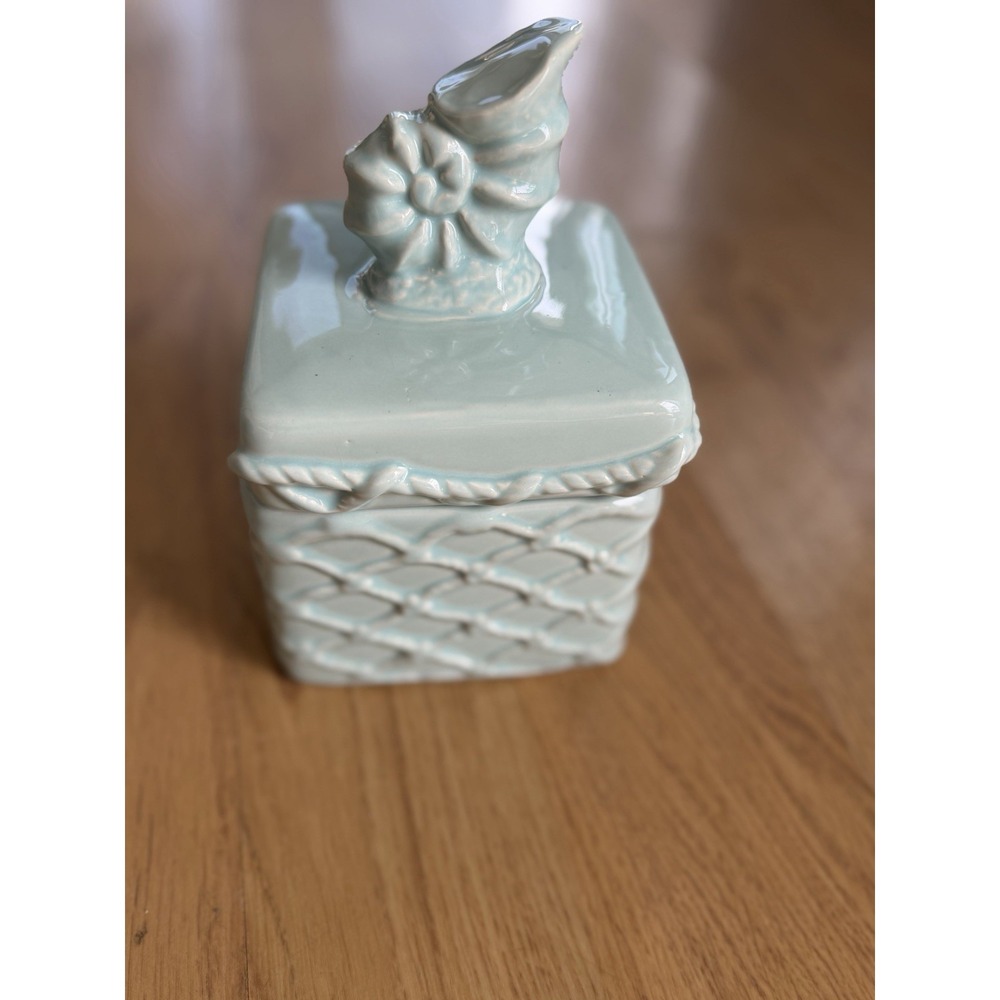 Apropos Home Collection Turquoise Shell Beach Ceramic Box